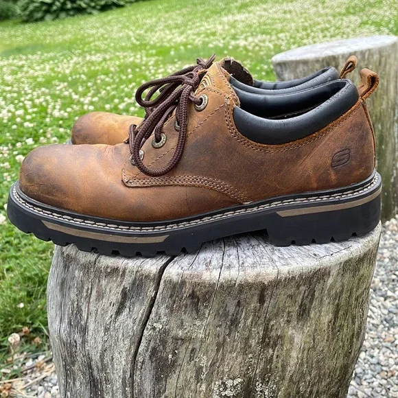 Skechers Leather Upper Balance Men’s Shoes - Picture 3 of 9